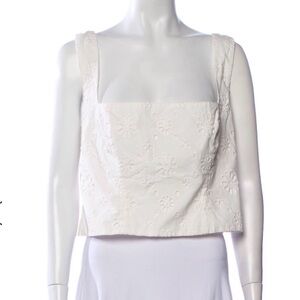 Helsa Eyelet Corset Top in Antique White XLarge